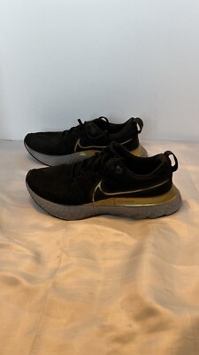 Size 8 - Nike React Infinity Run Flyknit 2 Black Metallic Gold Athletic