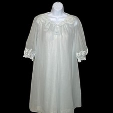 Vtg Vanity Fair Pale Blue Sheer Set Small Nylon Lace Chiffon 60s Robe Nightgown