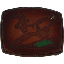 Leather Stag Deer Antler Forest Hunter Hunting Sportsmen 70s Vintage Belt Buckle