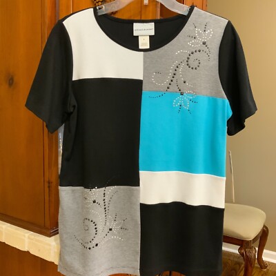 NWT Ladies Alfred Dunner  Play Date  Short Sleeve Top - Medium