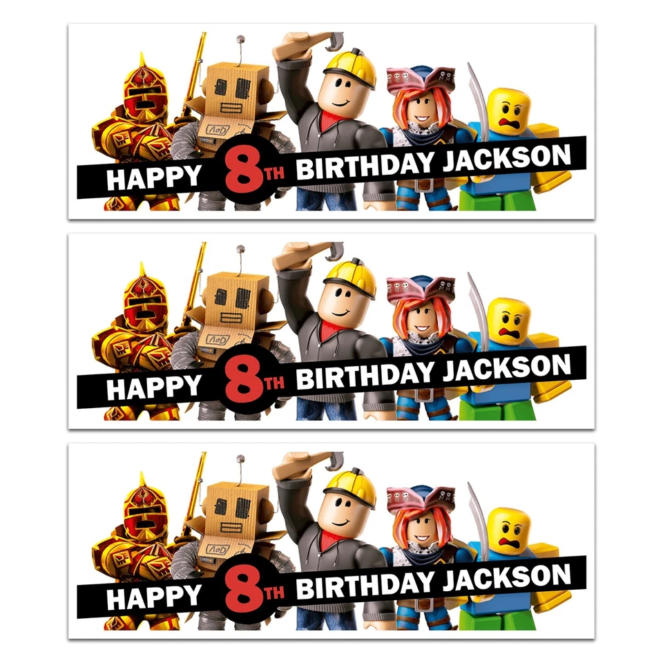 Personalised Roblocks Happy Birthday Party Name Banners Celebration