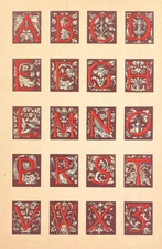 alphabet from a Psalter in British Museum 16th century illumination manuscript
