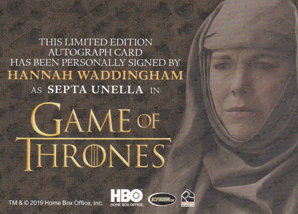 Game of Thrones Inscription Autograph Card Hannah Waddingham as