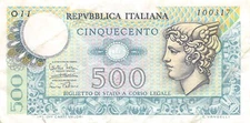 Italy  500  Lira  14.2.1974  P 94  Series O 11  Circulated Banknote MPCH