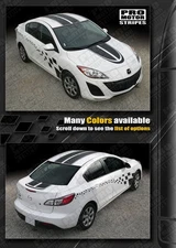 Mazda 3 Coupe Dual Stripes and Side Checkers Decals 2009 2010 2011 2012 2013