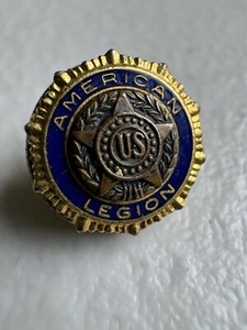 Authentic VTG Official US Veteran American Legion Gold Plated Emblem Tie Tack Lapel Pin