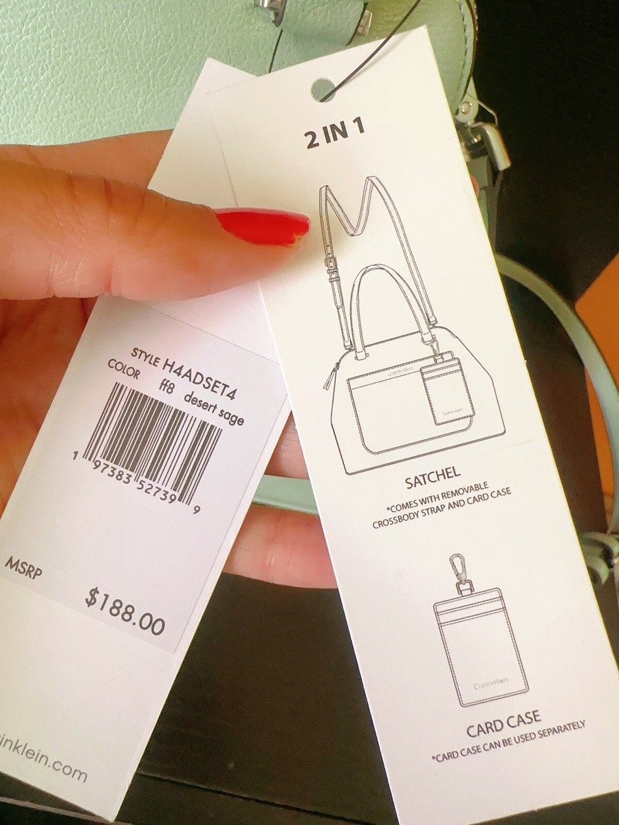 Calvin Klein desert sage Garnet Triple Compartment Zipper Satchel  