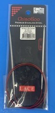 Red Lace Stainless Steel Circular Knitting Needles 32" Size US 6 4mm