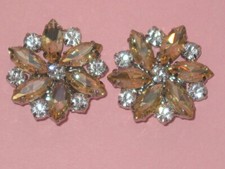 Small Dainty Chrome And Rhinestones Flower Shoe Clips  RenQing