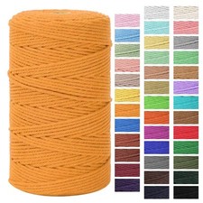 3mm x 164yd Yellowish Brown Macrame Cord Natural Cotton 4 Strand Twisted Rope