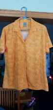 Womens Page & Tuttle Cool Swing Orange Floral Button Down Shirt Size XL