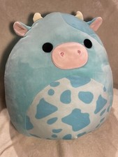 Tuluck the Teal Spotted Cow Squishmallow 14" Excellent Used Condition