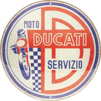 NOSTALGIC-ART Ducati Nostalgie rundes Blechschild 35 cm Motorrad Service Werkstatt