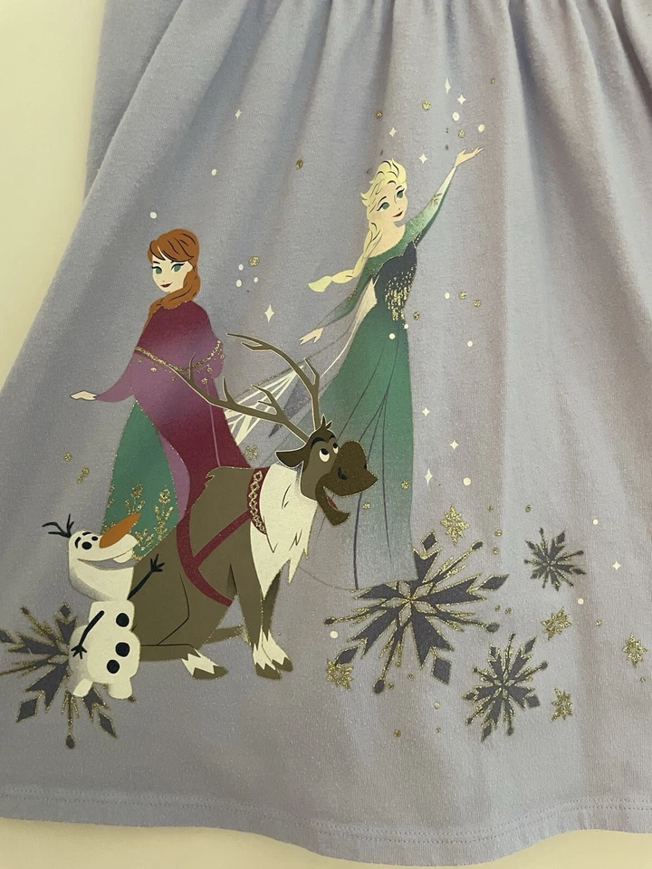 Vestido Disney Niños Niñas Frozen Elsa Anna Olaf Sven Brillo Ajuste y Acampanado Azul Talla 6 Foto 4 de 4