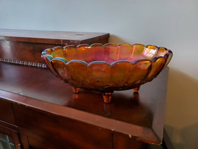 Download Carnival Glass Bowl Bronze and Blue, Design on Bottom: see second pic for color | eBay