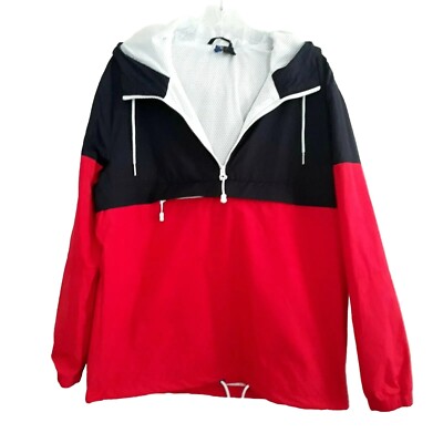 H & M Divided Hooded  Jacket Womens Small Red Blue Long Sleeve Full Zip