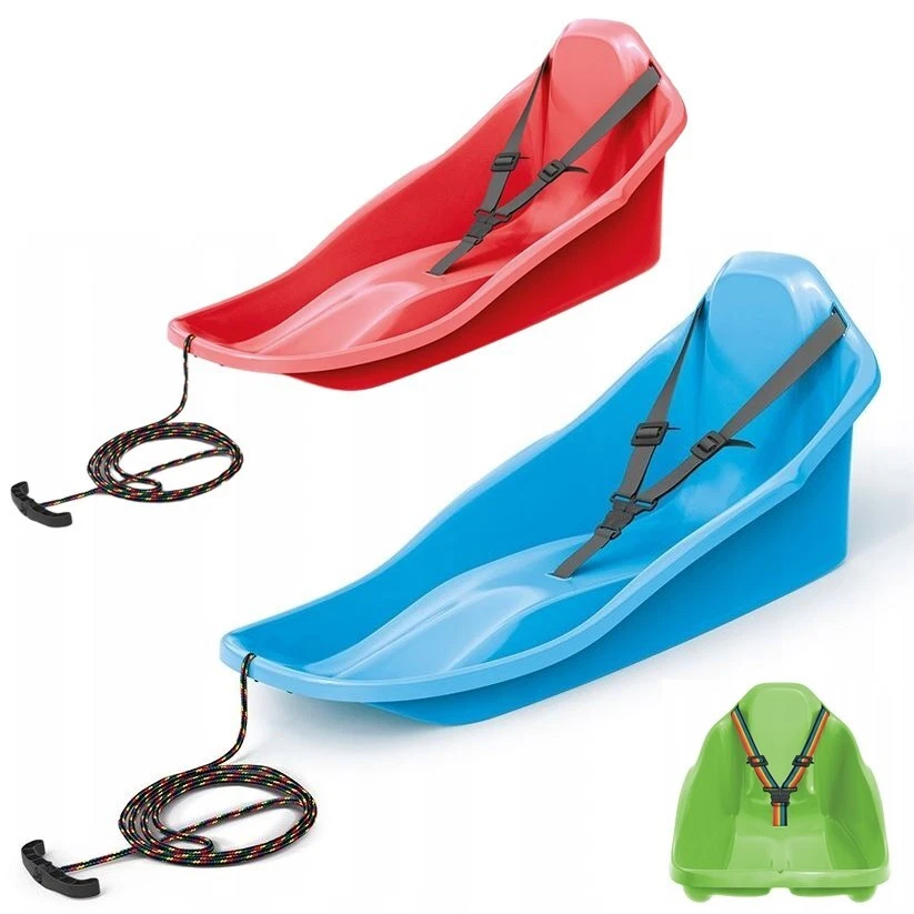 MARKENLOS Kinderschlitten Bob Schlitten Rodel Schneegleiter Rückenlehne Kunststoff Zugseil