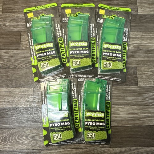 Splat R Ball PYRO MAG Glow-In-The-Dark Magazine Holds 550 Rounds Lot Of 5