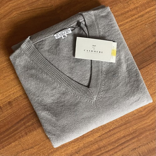 Mens V-neck Sweater 100% Cashmere A+ Grade Grey Color Lab Tested Nepalese Jumper - Bild 3 von 6