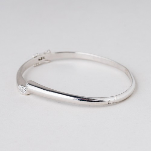 Armreif 925 Silber Weiße Steine Ø: 6,6 cm 16,05 g - Picture 2 of 9