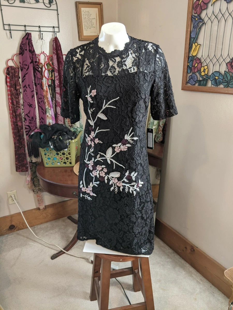 NWT Ignite Evenings New York. Black Floral Lace Dress. Size 8