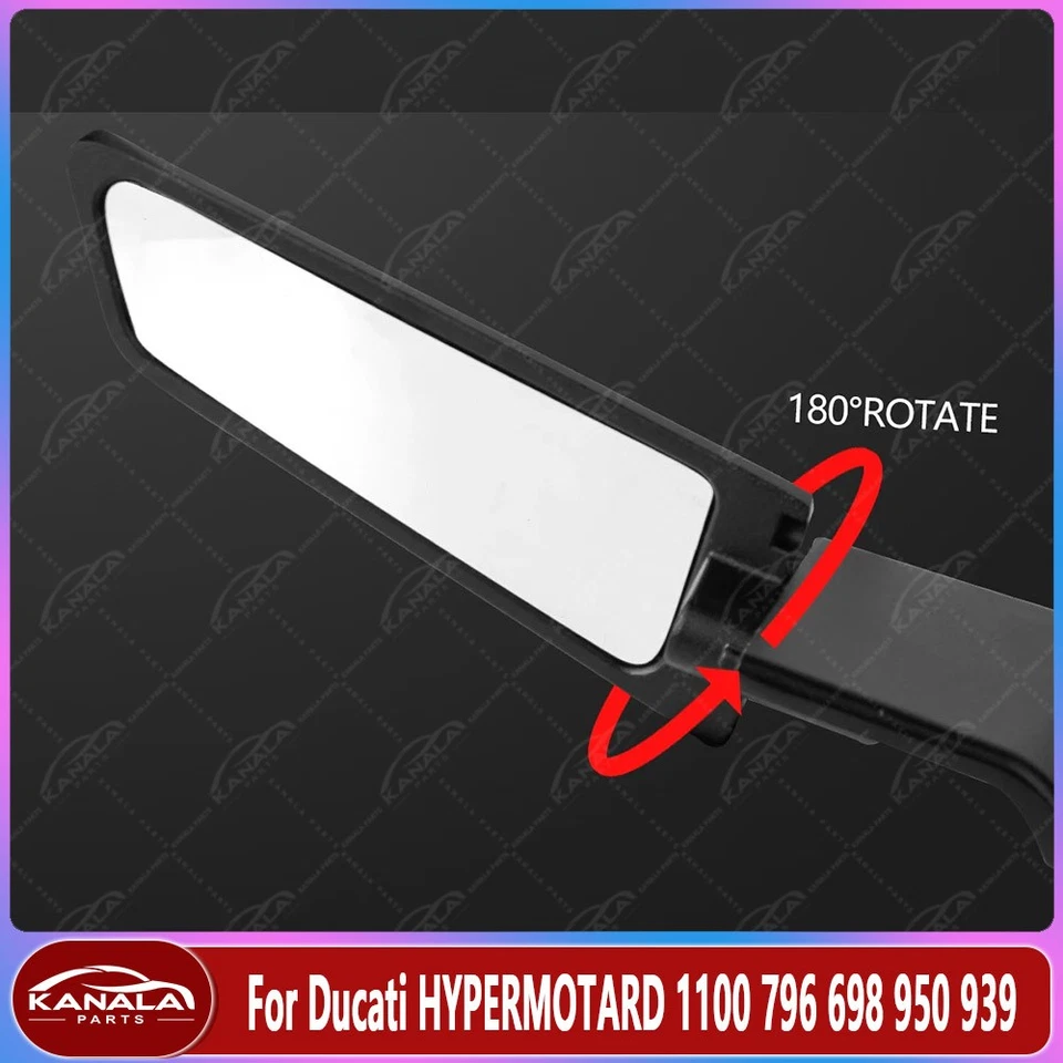 Adjustable Rotating Rearview Mirror For Ducati HYPERMOTARD 1100 796 698 950 939 Foto 3 de 4