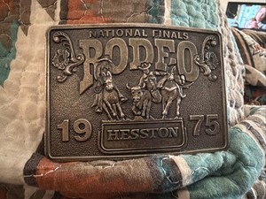 1975 Hesston National Finals Rodeo Cowboy Western Belt Buckle