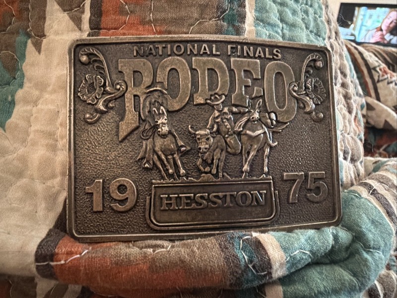 1975 Hesston National Finals Rodeo Cowboy Western Belt Buckle
