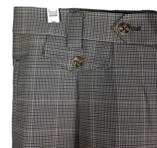 MVP Masteloni Three Piece Super 150s Houndstooth Plaid Gray Olive Suit 42L 33X34 - Picture 11 of 21