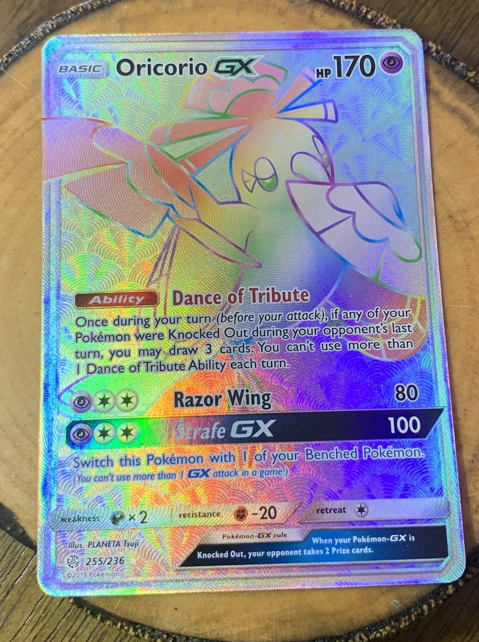 Pokemon Card - Oricorio GX Cosmic Eclipse 255/236 Secret Rare Rainbow Holo Mint