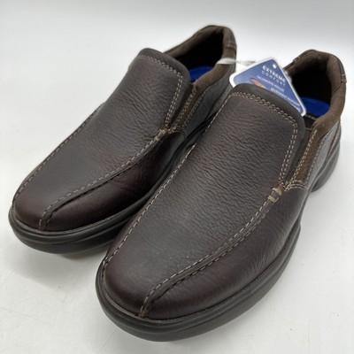 Clarks Men's Bradley Step Brown Tumbled Leather Casual Shoes Size US 8 M Slip On