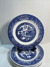 6  Vintage Royal China Willow Ware Blue Willow 9 1/8 Inch Plates 3486