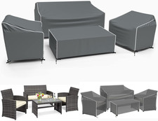 Patio Furniture Covers, Grey+White Seams | 4-Piece Outdoor Furniture Cover Water