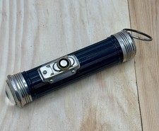 Vintage Eveready Flashlight Black Painted Brass Case Small 5.5 Inch Curved Glass