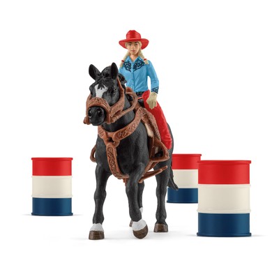 Schleich: Farm World - Cowgirl Barrel Racing Fun, 7pc Playset, Kids