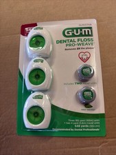 GUM Pro-Weave Dental Floss Mint Waxed 3 Ct 2 Travel Units 548 Yards