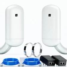 Wireless Bridge, 2KM 5.8G Point to Point CPE, 12DBi Antenna, PoE Adapter, 2 Pack