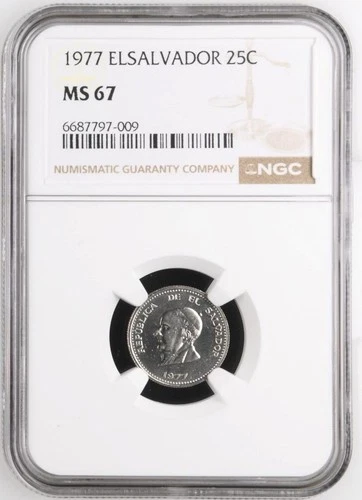 El Salvador 25 Centavos 1977 NGC MS 67
