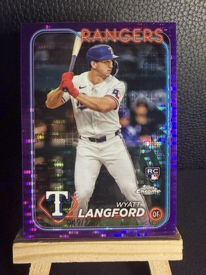 Topps 2024 Chrome Wyatt Langford RC #122 Purple Sonar Refractor /275 Rangers NM
