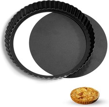 28cm Non-Stick Quiche Pan Deep Fluted Pie & Tart Tin with Removable Loose Bottom