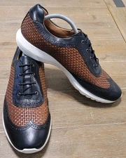 Marc Joseph NY Plaza Dress Shoes Black Napa & Tan Weave Men's Size 10.5