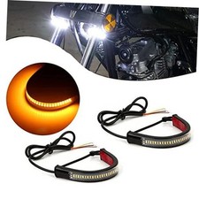 2Pcs Motorcycle LED Fork Turn Signal Blinkers Strip tail Lights Bars Kit