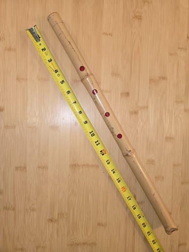 Japanese bamboo flute.  Natural color.  22 inches long.  Interior red finish.