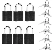 6 Pack Mini Padlocks with Keys - Mini Luggage & Suitcase Locks Keyed Alike fo...