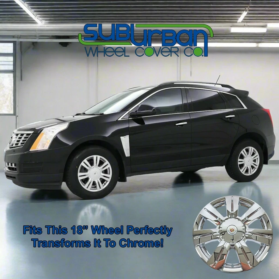 👀 Cadillac SRX 2010-2016 cubiertas de rueda cromadas para ruedas de 18" # IMP-357X JUEGO DE LOGOTIPO Foto 2 de 4