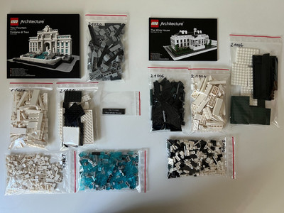 LEGO ARCHITECTURE: TREVI FOUNTAIN (21020) + THE WHITE HOUSE (21006) - LIKE NEW