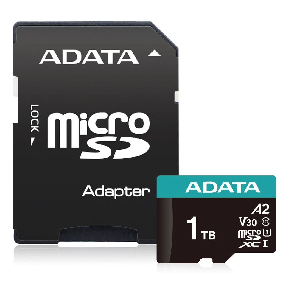 Tarjeta de memoria AData 1 TB Premier Pro microSDXC CL10 UHS-I U3 V30 A2 con adaptador SD Foto 3 de 3