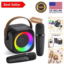 Mini Karaoke Machine with 2 Wireless Mics - Portable Bluetooth Fun for All Ages