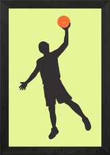 Silhouettes of basketball Framed Wall Art Poster Canvas Print Picture