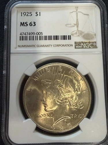 1925 P Peace Silver Dollar NGC MS-63